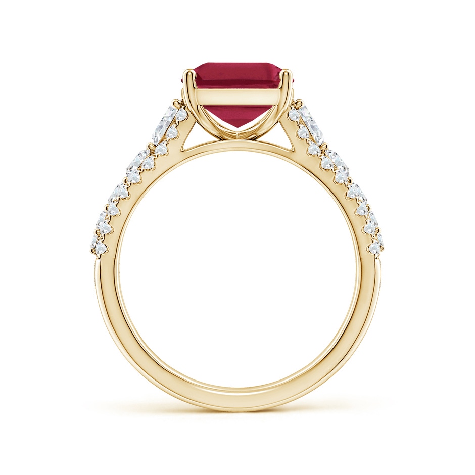 10x8mm A Classic Emerald-Cut Ruby Split Shank Engagement Ring with Accents in Yellow Gold side 199