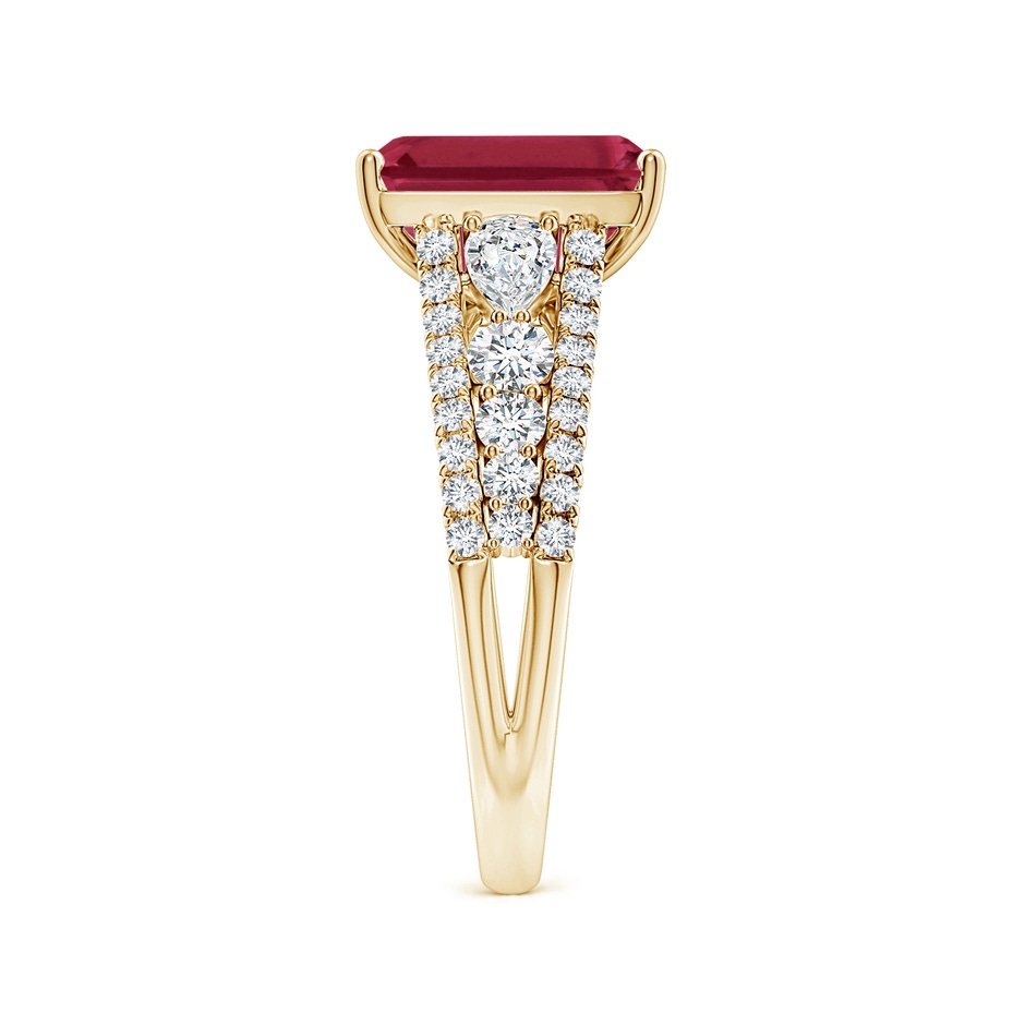 10x8mm A Classic Emerald-Cut Ruby Split Shank Engagement Ring with Accents in Yellow Gold side 299