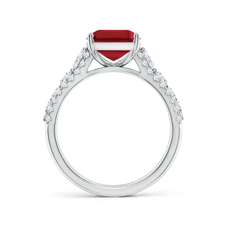 10x8mm AA Classic Emerald-Cut Ruby Split Shank Engagement Ring with Accents in P950 Platinum side 199