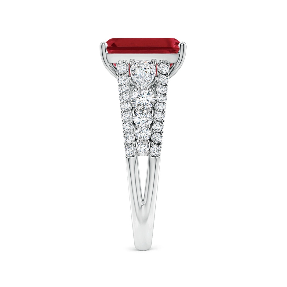 10x8mm AA Classic Emerald-Cut Ruby Split Shank Engagement Ring with Accents in White Gold side 299