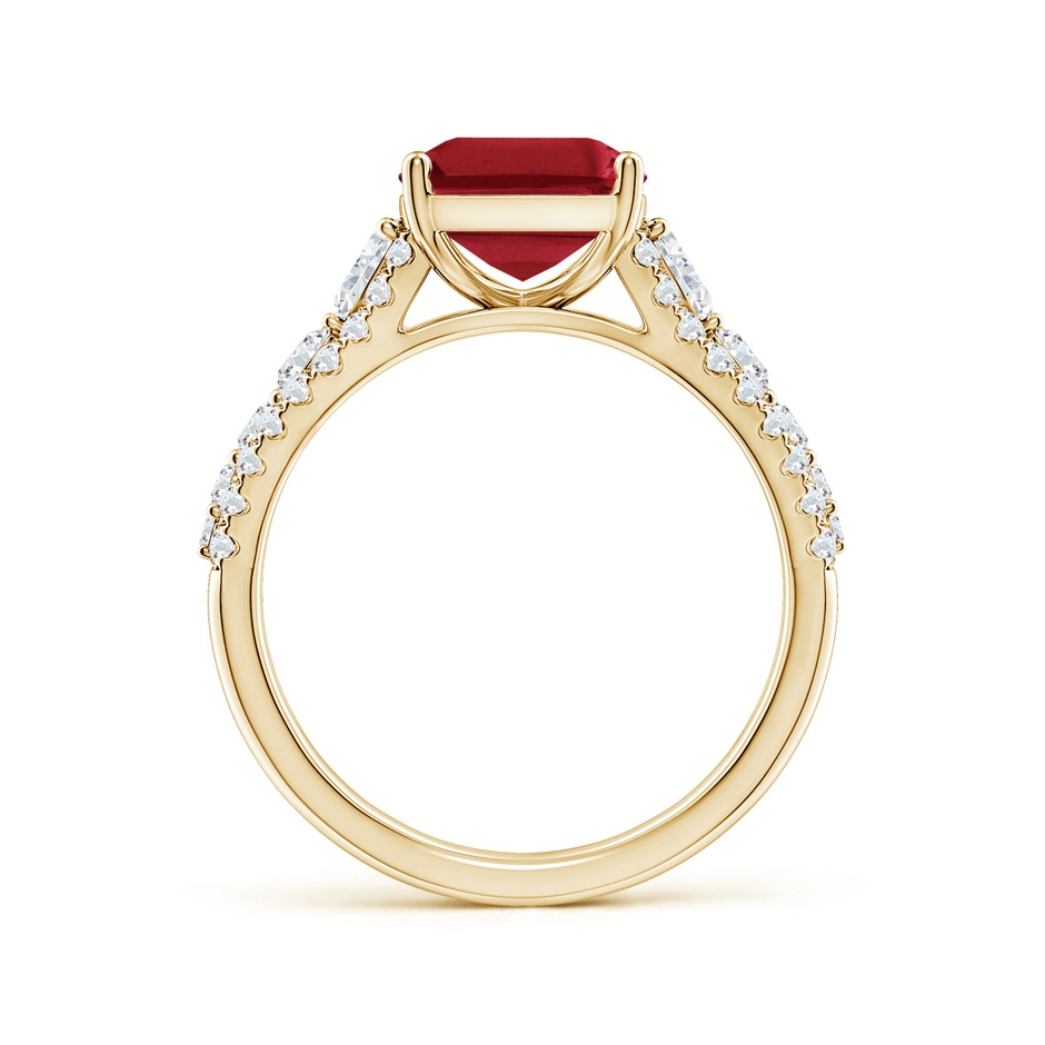 10x8mm AA Classic Emerald-Cut Ruby Split Shank Engagement Ring with Accents in Yellow Gold side 199