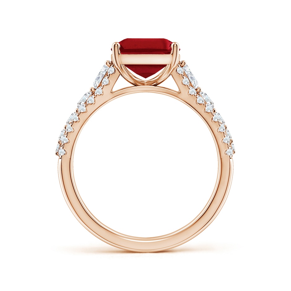 10x8mm AAA Classic Emerald-Cut Ruby Split Shank Engagement Ring with Accents in 18K Rose Gold side 199