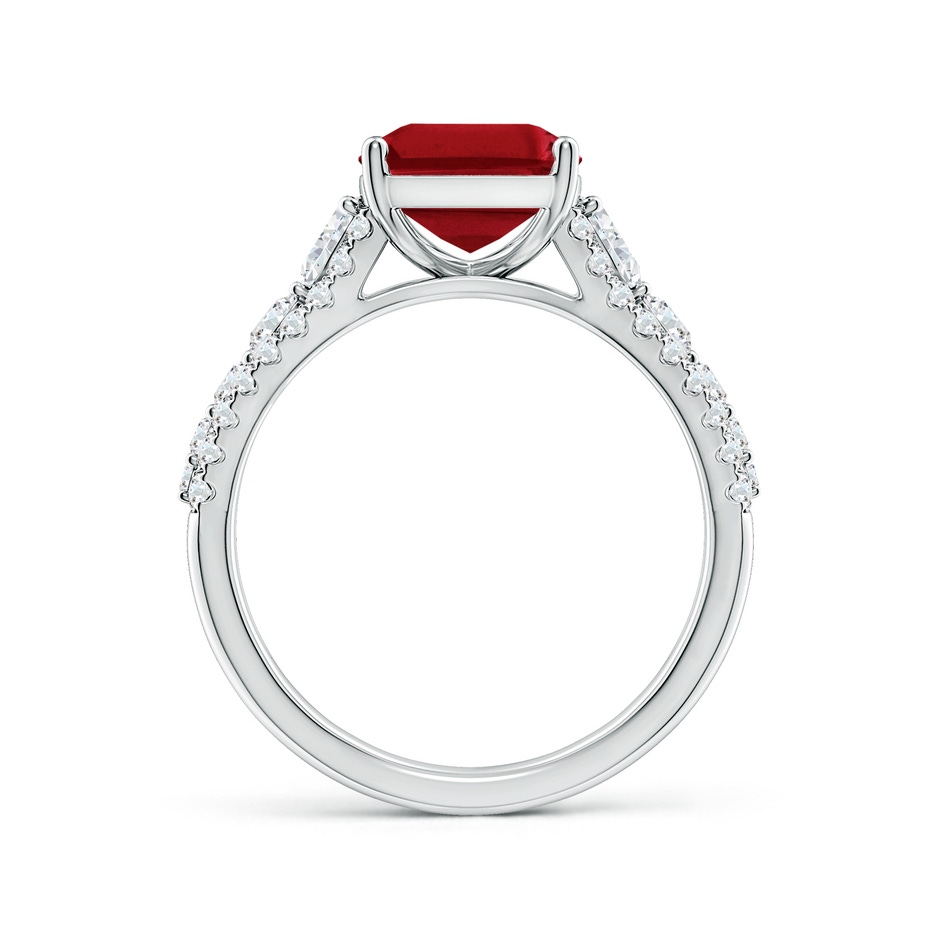 10x8mm AAA Classic Emerald-Cut Ruby Split Shank Engagement Ring with Accents in P950 Platinum side 199
