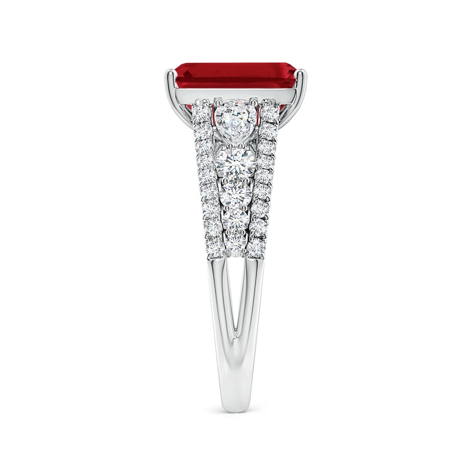 10x8mm AAA Classic Emerald-Cut Ruby Split Shank Engagement Ring with Accents in White Gold side 299