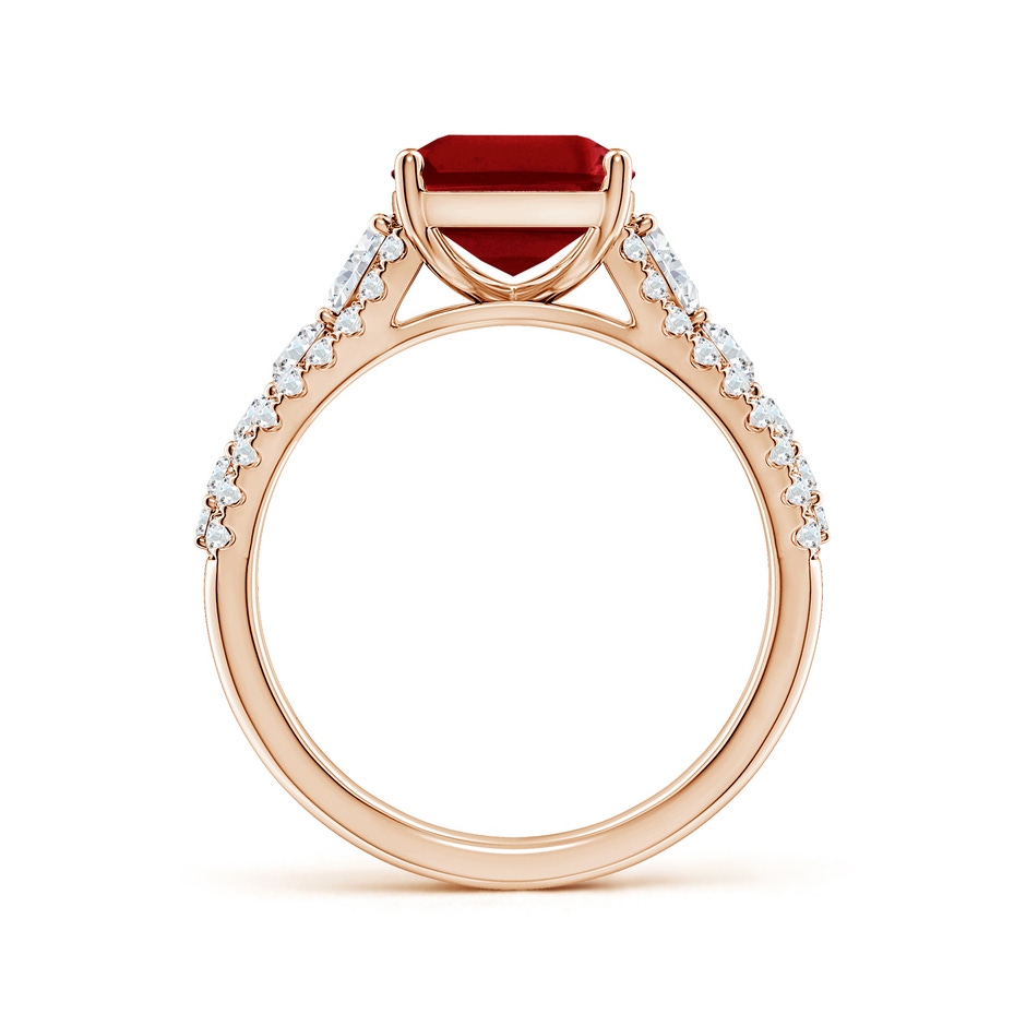 10x8mm AAAA Classic Emerald-Cut Ruby Split Shank Engagement Ring with Accents in Rose Gold side 199