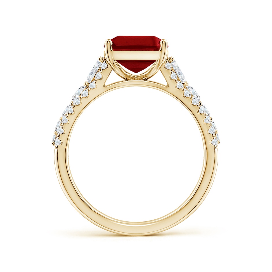 10x8mm AAAA Classic Emerald-Cut Ruby Split Shank Engagement Ring with Accents in Yellow Gold side 199