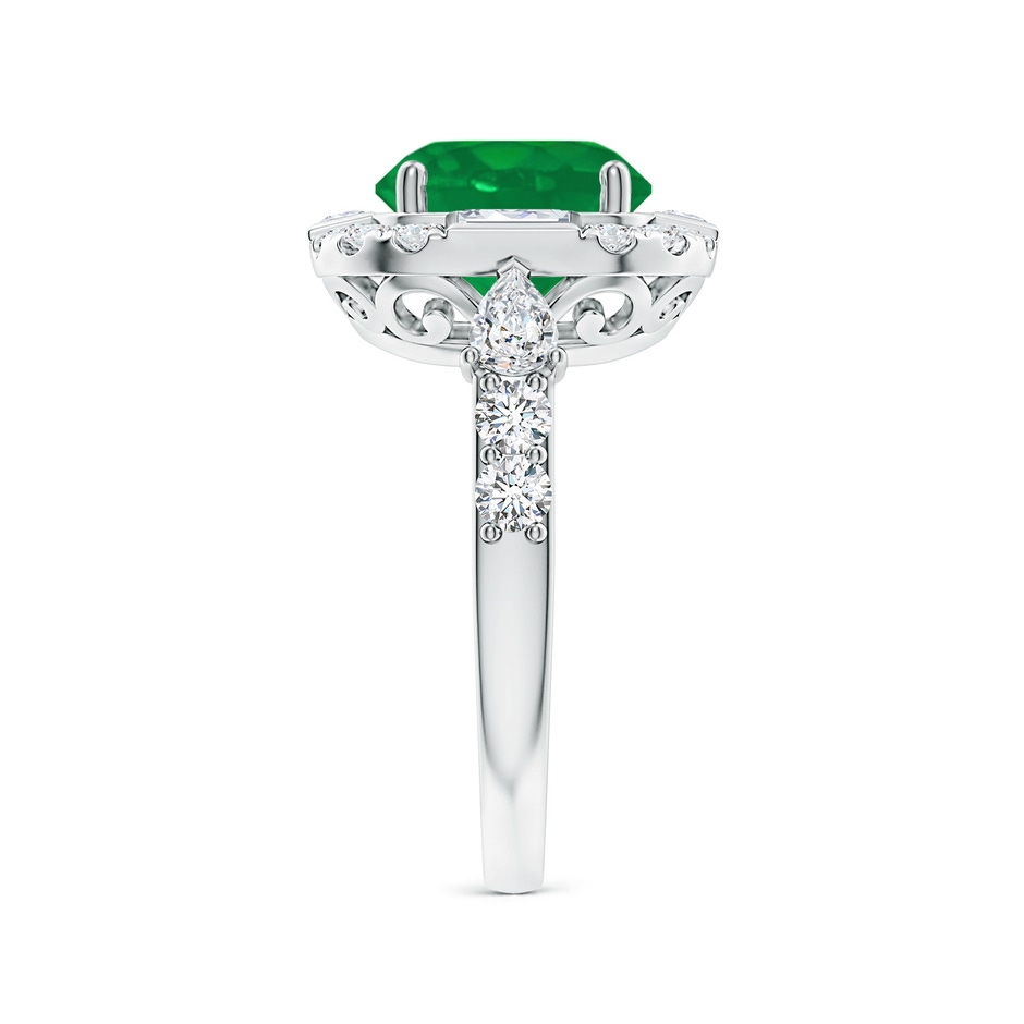 9mm AA Round Emerald Unique Halo Engagement Ring with Accents in White Gold side 299