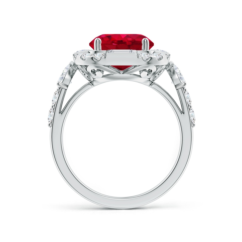 9mm AAA Round Ruby Unique Halo Engagement Ring with Accents in White Gold Side 199