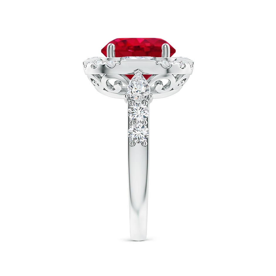 9mm AAA Round Ruby Unique Halo Engagement Ring with Accents in White Gold Side 299