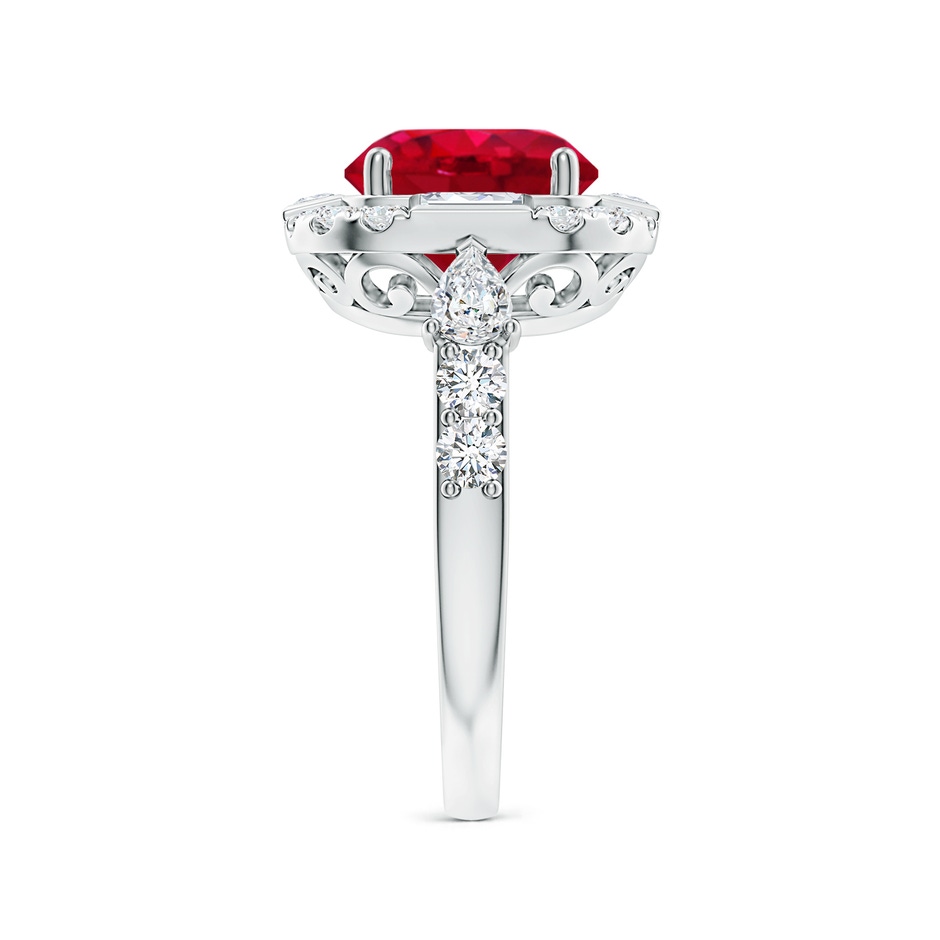 9mm AAA Round Ruby Unique Halo Engagement Ring with Accents in White Gold side 299