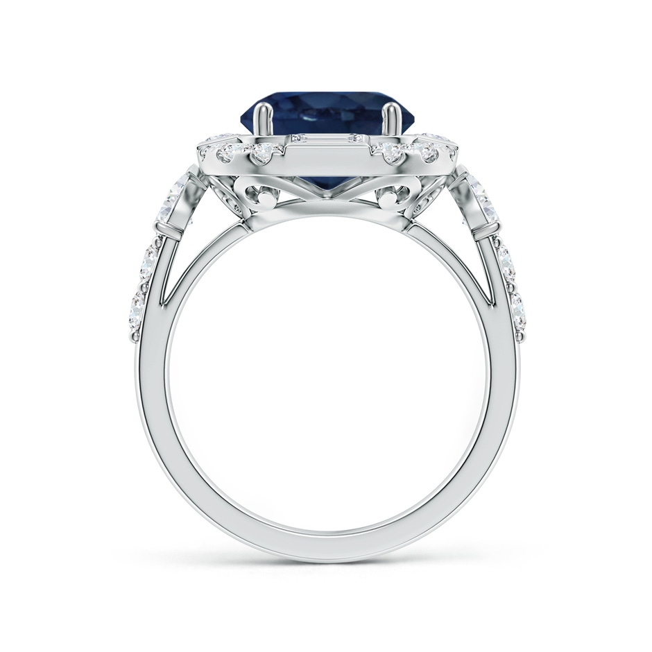 9mm AA Round Blue Sapphire Unique Halo Engagement Ring with Accents in White Gold side 199