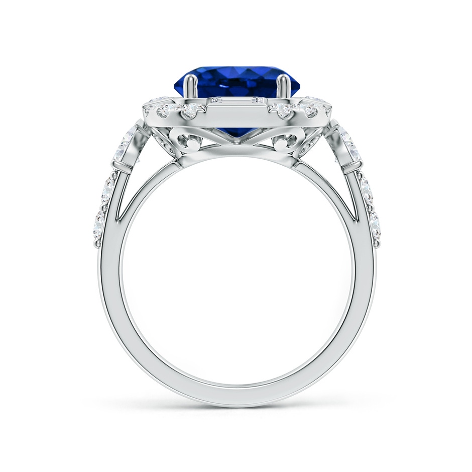 9mm Lab-Grown Round Blue Sapphire Unique Halo Engagement Ring with Accents in P950 Platinum side 199