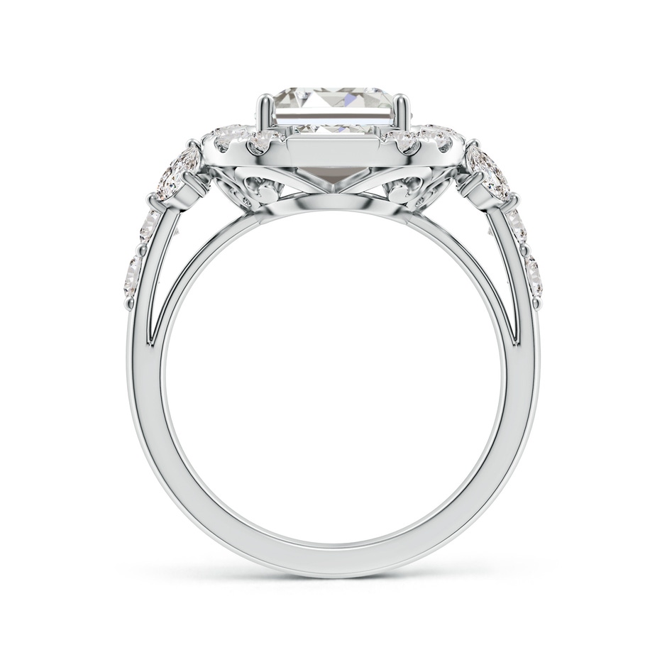 10x7mm IJI1I2 Emerald-Cut Diamond Unique Halo Engagement Ring with Accents in White Gold side 199