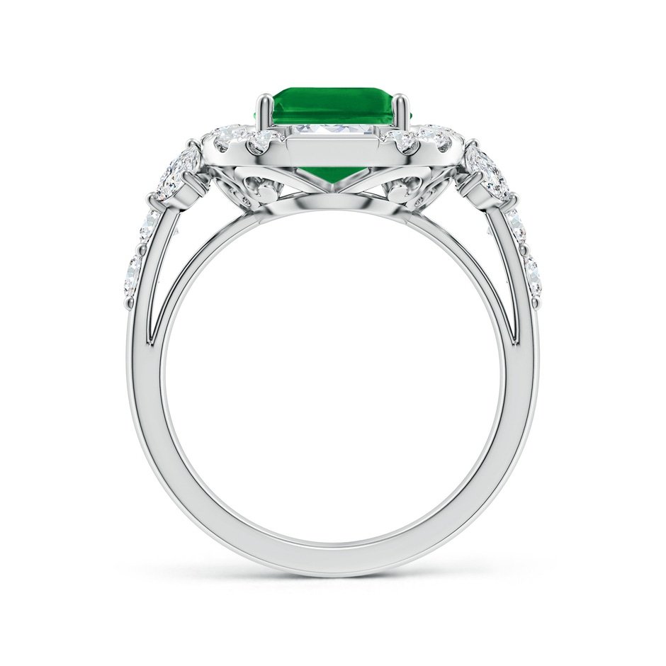 10x8mm AAA Emerald-Cut Emerald Unique Halo Engagement Ring with Accents in White Gold side 199