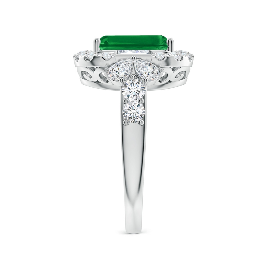 10x8mm AAA Emerald-Cut Emerald Unique Halo Engagement Ring with Accents in White Gold side 299