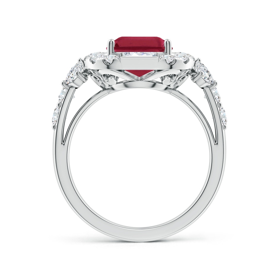 10x8mm A Emerald-Cut Ruby Unique Halo Engagement Ring with Accents in P950 Platinum side 199