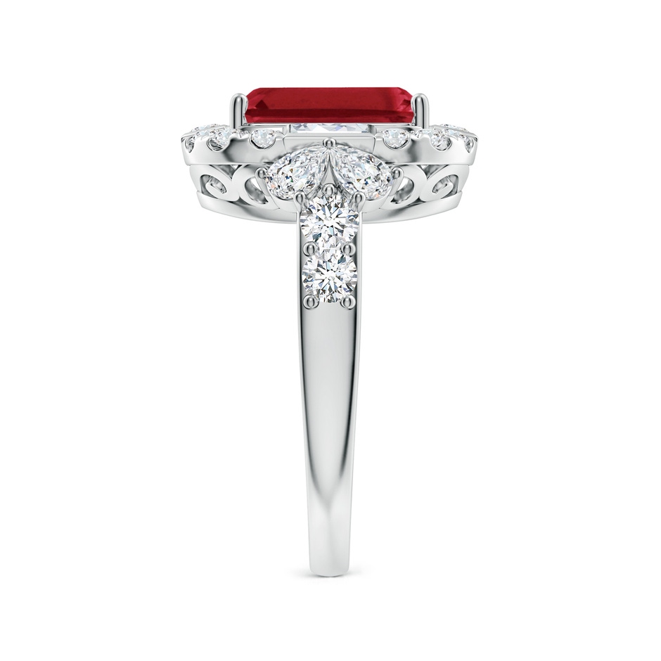 10x8mm AA Emerald-Cut Ruby Unique Halo Engagement Ring with Accents in P950 Platinum side 299