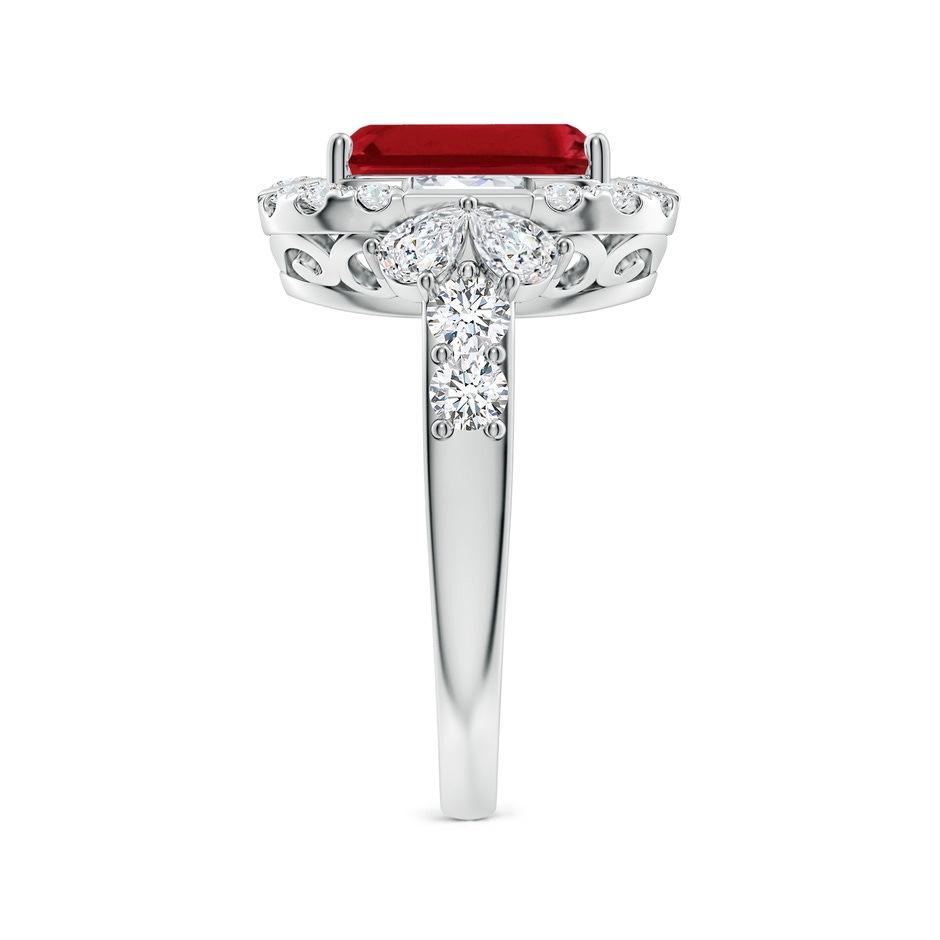 10x8mm AAA Emerald-Cut Ruby Unique Halo Engagement Ring with Accents in P950 Platinum side 299