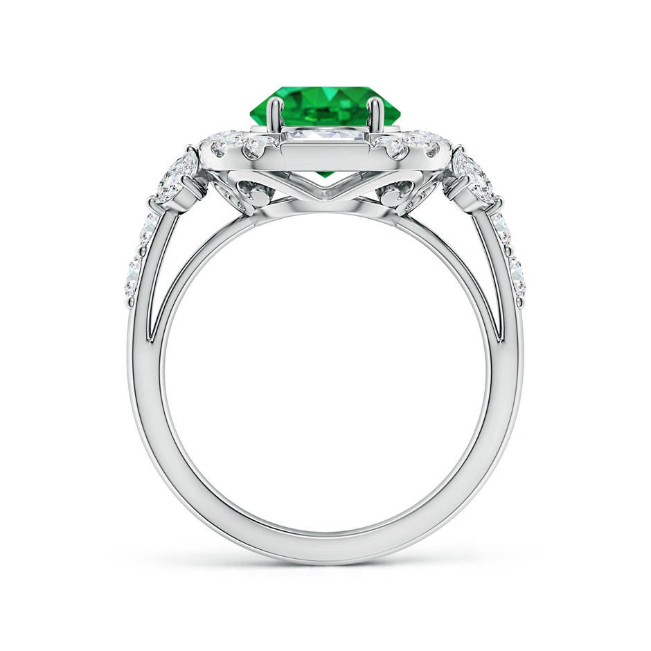 10x8mm AAA Oval Emerald Unique Halo Engagement Ring with Accents in White Gold side 199