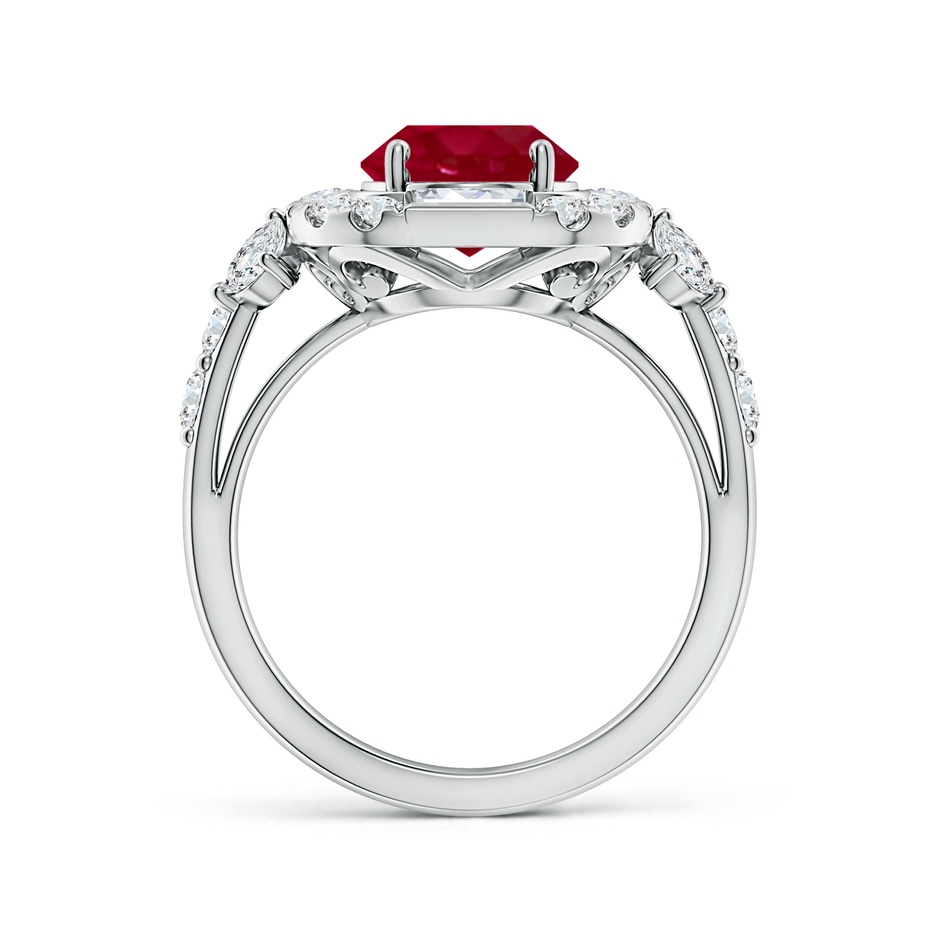 10x8mm AA Oval Ruby Unique Halo Engagement Ring with Accents in White Gold side 199