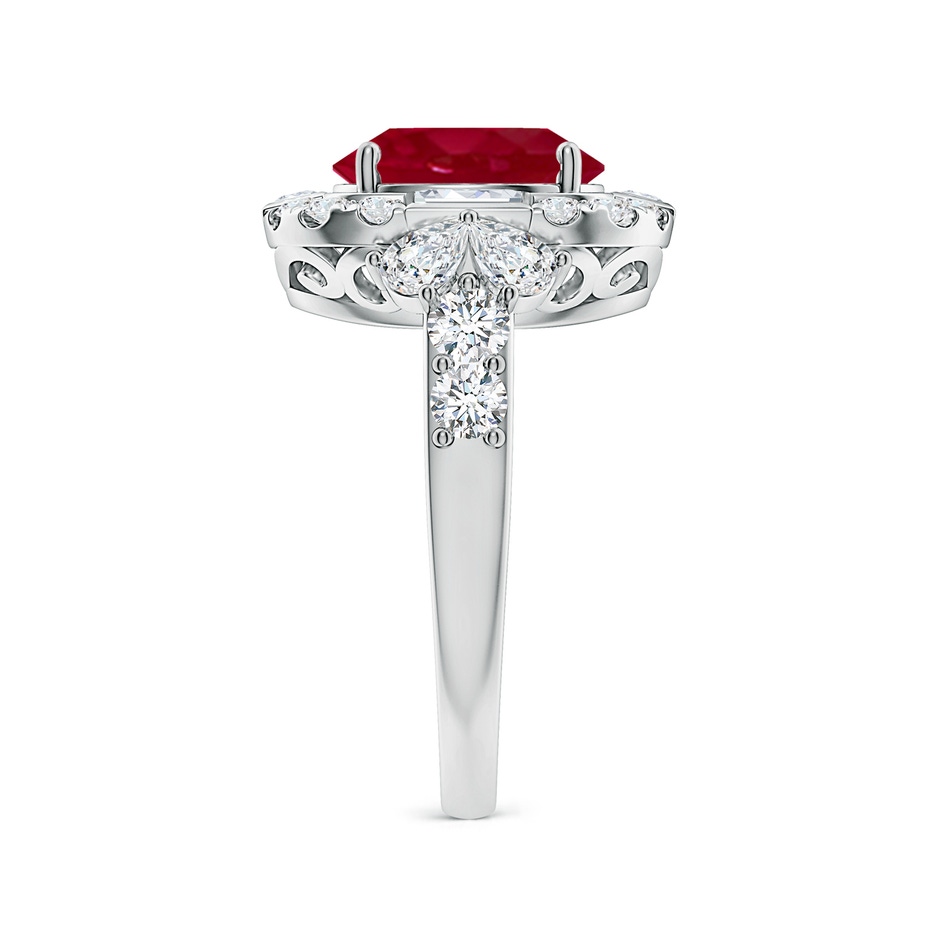 10x8mm AA Oval Ruby Unique Halo Engagement Ring with Accents in White Gold side 299