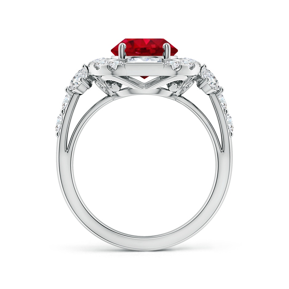 10x8mm AAA Oval Ruby Unique Halo Engagement Ring with Accents in White Gold side 199