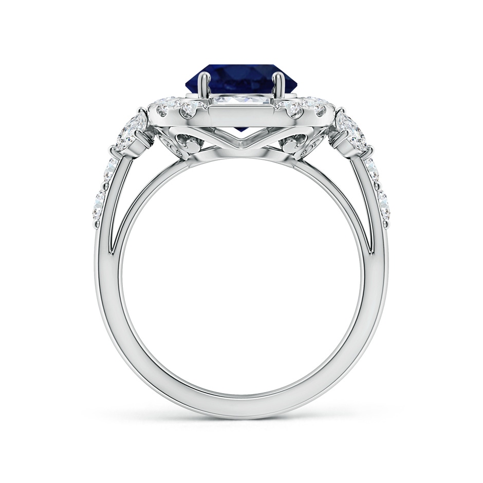 10x8mm A Oval Blue Sapphire Unique Halo Engagement Ring with Accents in White Gold side 199