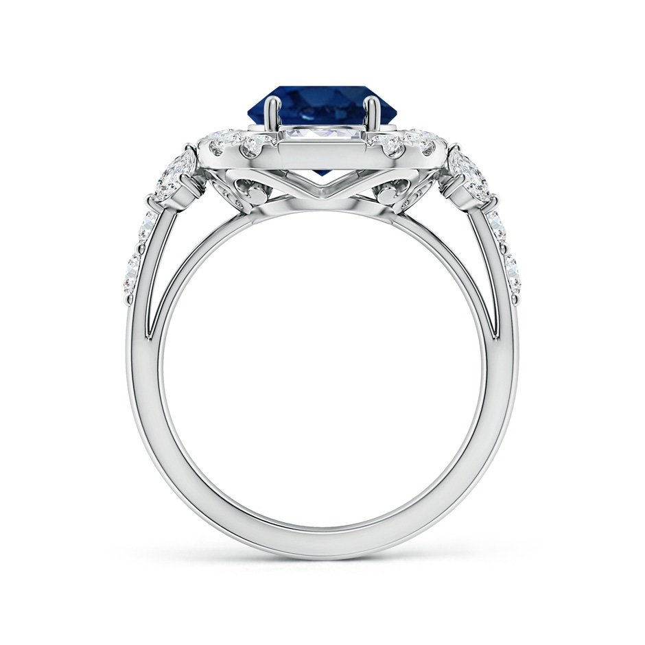 10x8mm AA Oval Blue Sapphire Unique Halo Engagement Ring with Accents in P950 Platinum side 199