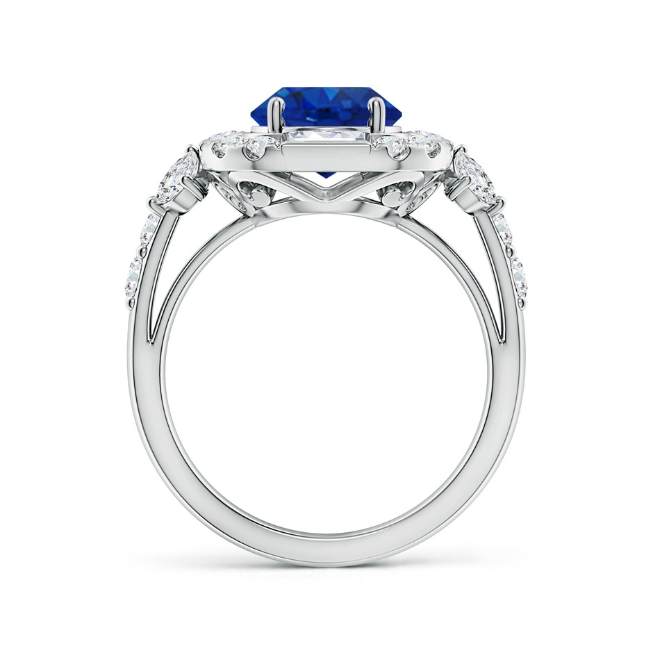 10x8mm AAA Oval Blue Sapphire Unique Halo Engagement Ring with Accents in P950 Platinum side 199
