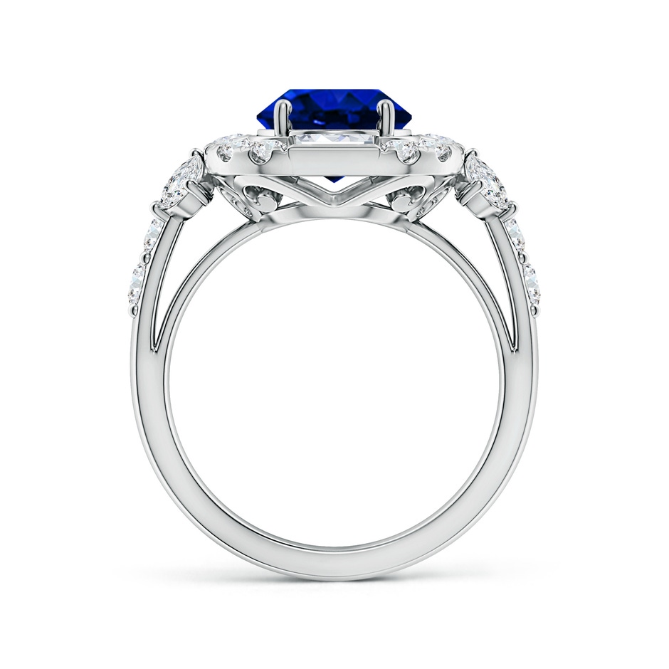 10x8mm AAAA Oval Blue Sapphire Unique Halo Engagement Ring with Accents in P950 Platinum side 199