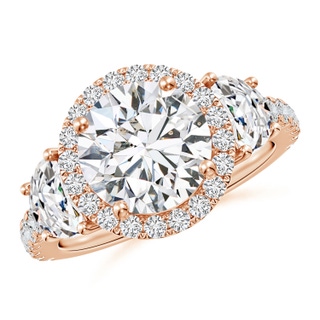 9.2mm HSI2 Round and Half Moon Diamond Halo Engagement Ring in Rose Gold