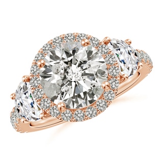 9.2mm KI3 Round and Half Moon Diamond Halo Engagement Ring in 10K Rose Gold