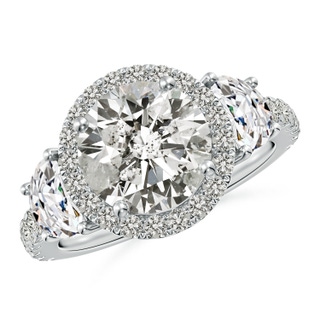 9.2mm KI3 Round and Half Moon Diamond Halo Engagement Ring in P950 Platinum