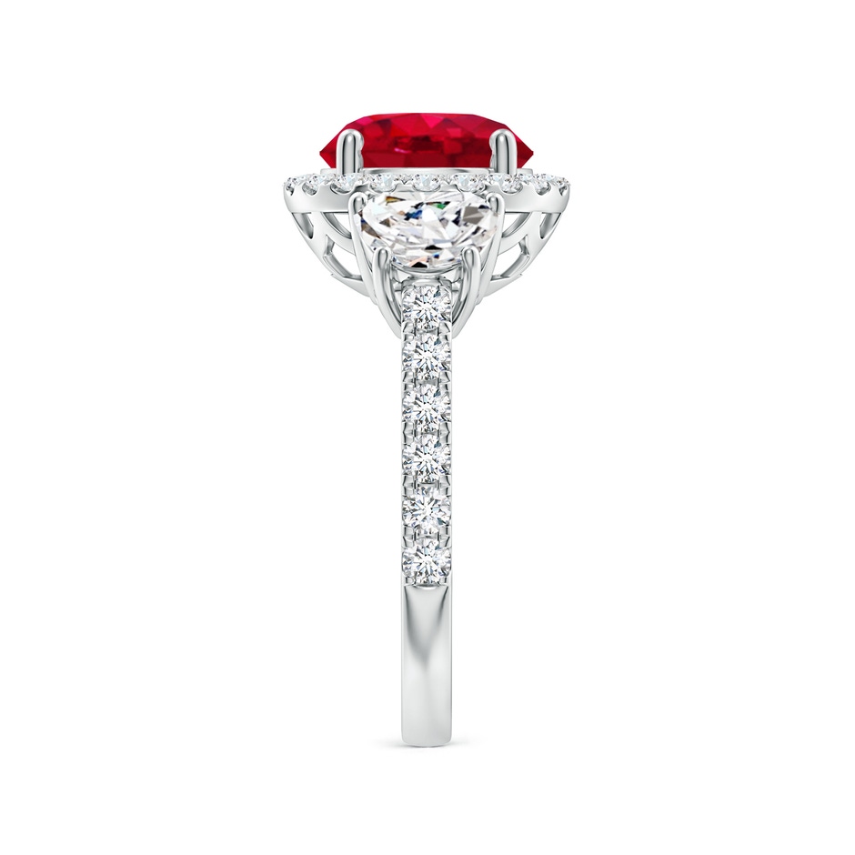 9mm AAA Round Ruby and Half Moon Diamond Halo Engagement Ring in White Gold side 299