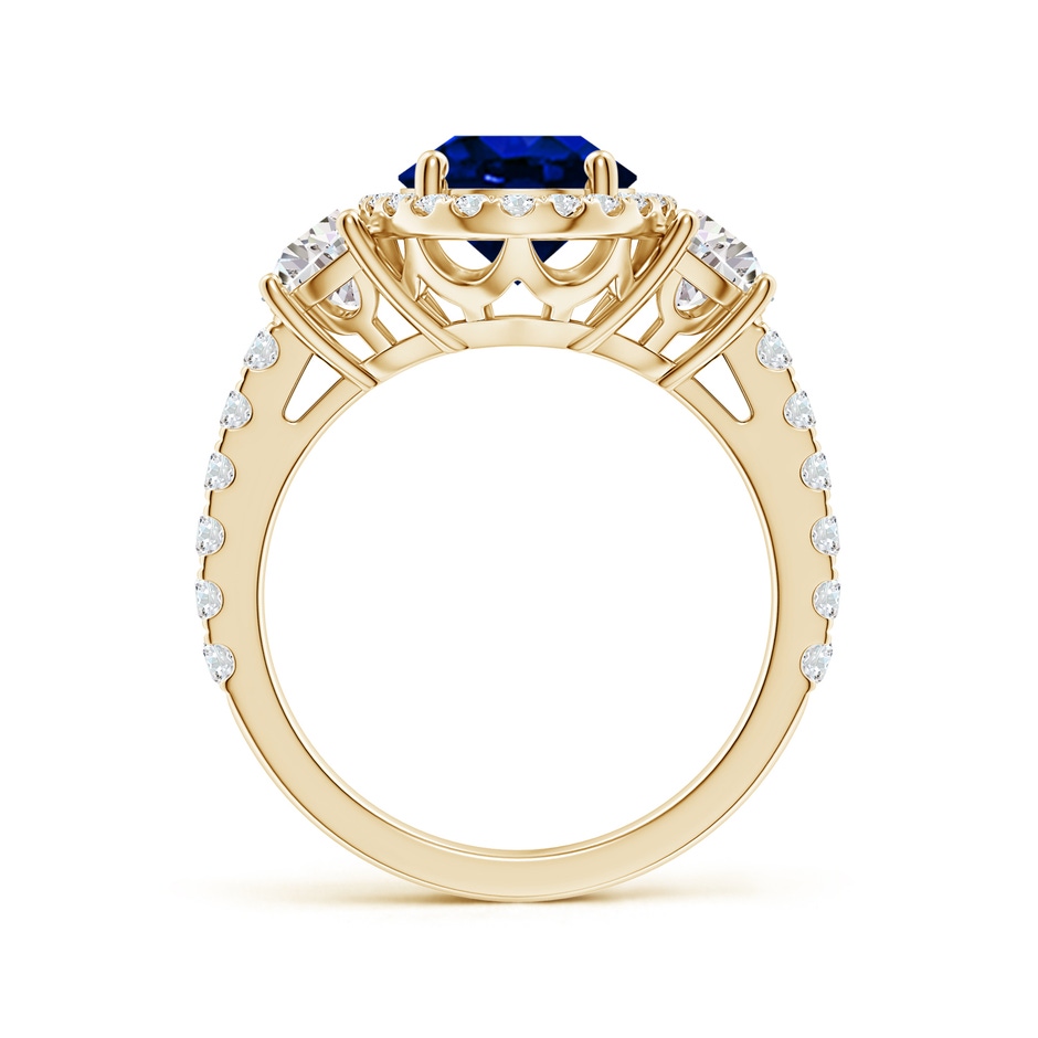 10x8mm Lab-Grown Oval Blue Sapphire and Half Moon Diamond Halo Engagement Ring in 18K Yellow Gold side 199