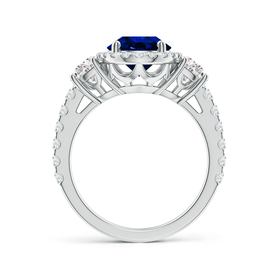 10x8mm Lab-Grown Oval Blue Sapphire and Half Moon Diamond Halo Engagement Ring in 9K White Gold side 199
