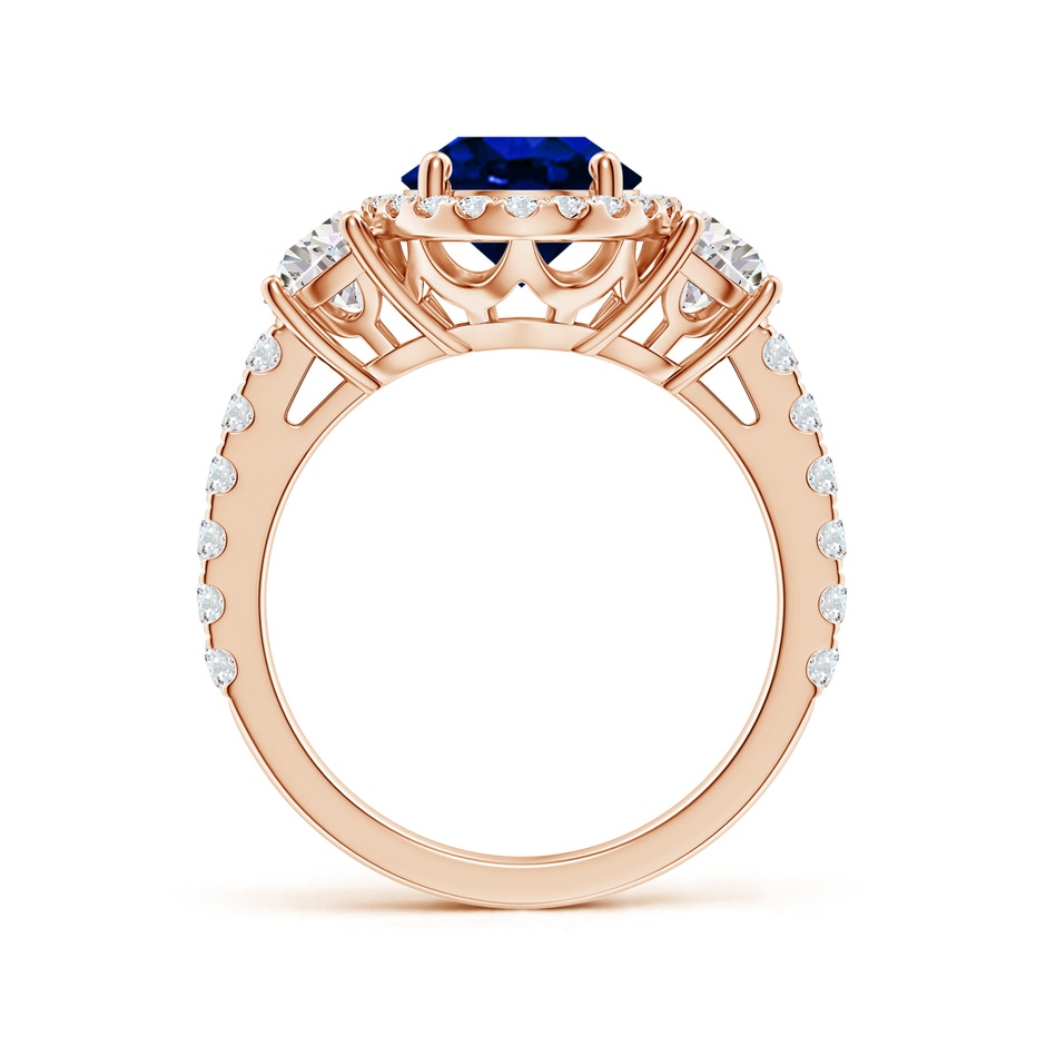 10x8mm Lab-Grown Oval Blue Sapphire and Half Moon Diamond Halo Engagement Ring in Rose Gold side 199