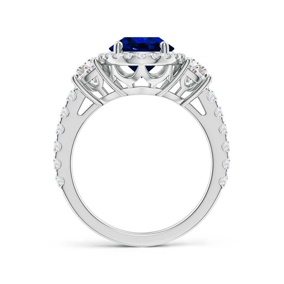 10x8mm Lab-Grown Oval Blue Sapphire and Half Moon Diamond Halo Engagement Ring in White Gold side 199