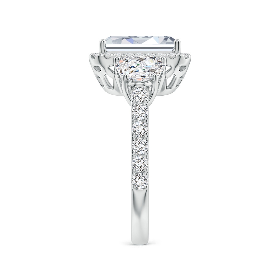 10x7mm HSI2 Emerald-Cut and Half Moon Diamond Halo Engagement Ring in White Gold side 299