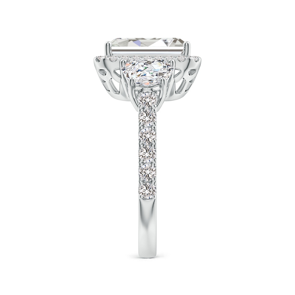 10x7mm IJI1I2 Emerald-Cut and Half Moon Diamond Halo Engagement Ring in White Gold side 299