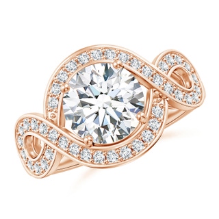 8.1mm GVS2 Round Diamond Infinity Engagement Ring with Accents in Rose Gold