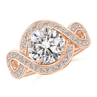 8.1mm IJI1I2 Round Diamond Infinity Engagement Ring with Accents in Rose Gold