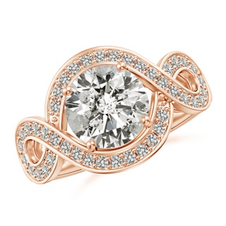 8.1mm KI3 Round Diamond Infinity Engagement Ring with Accents in Rose Gold