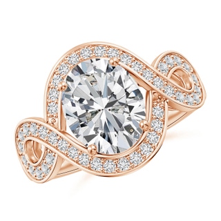 10x8mm HSI2 Oval Diamond Infinity Engagement Ring with Accents in 18K Rose Gold