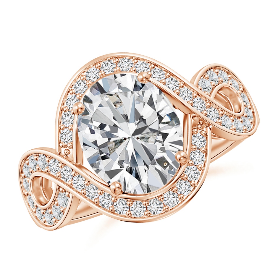 10x8mm HSI2 Oval Diamond Infinity Engagement Ring with Accents in 18K Rose Gold 