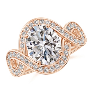 10x8mm IJI1I2 Oval Diamond Infinity Engagement Ring with Accents in Rose Gold