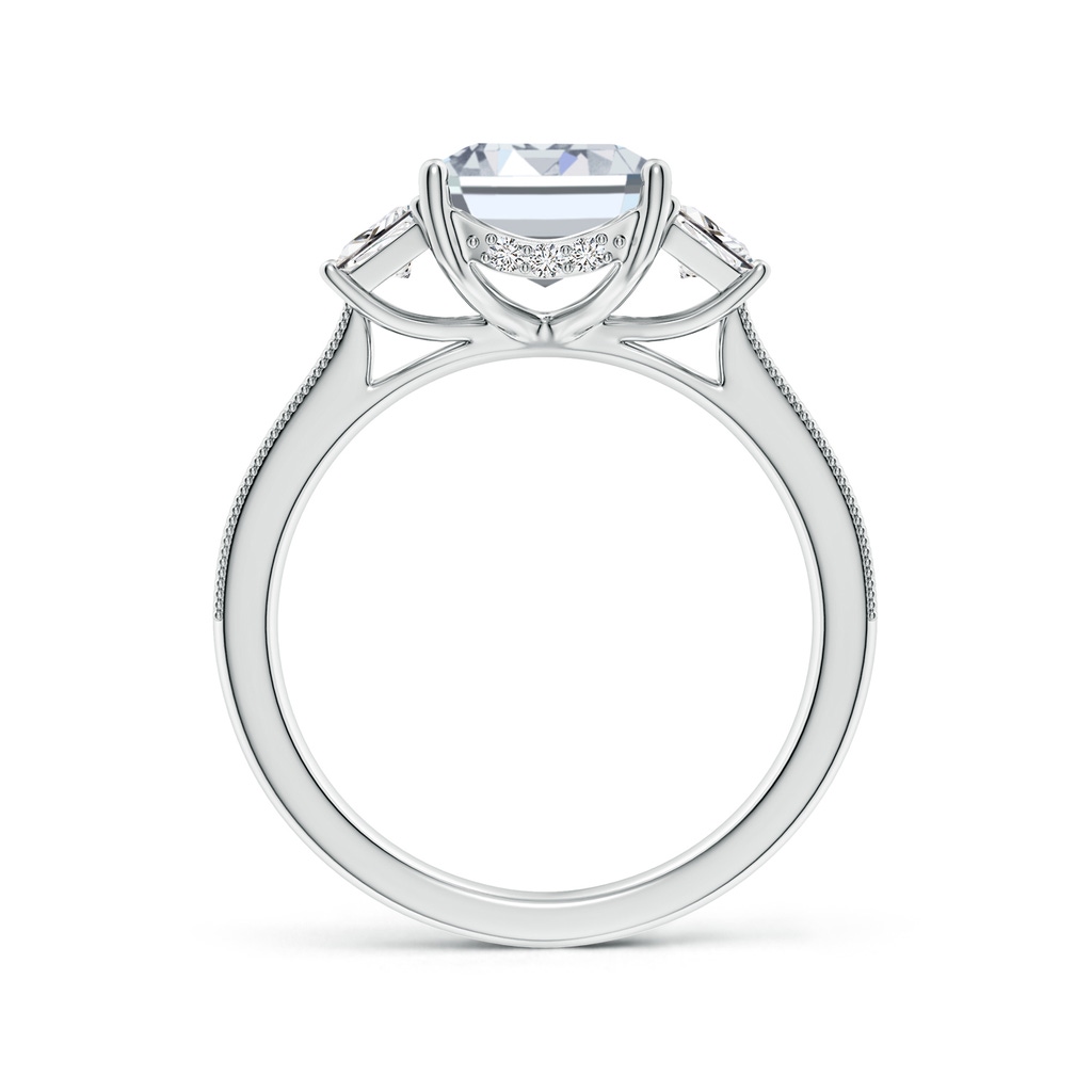 10x7mm HSI2 Emerald-Cut and Trapezoid Diamond Hidden Halo Engagement Ring in White Gold - side 199
