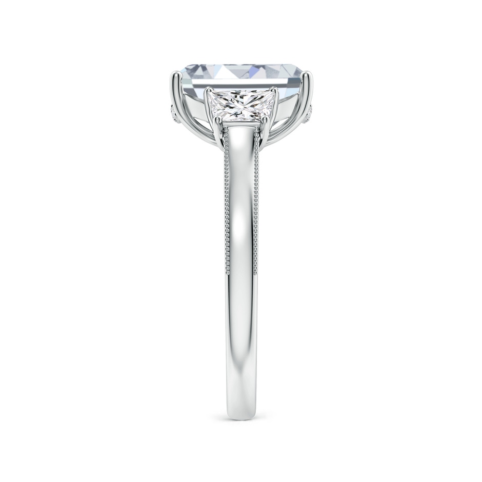 10x7mm HSI2 Emerald-Cut and Trapezoid Diamond Hidden Halo Engagement Ring in White Gold side 299