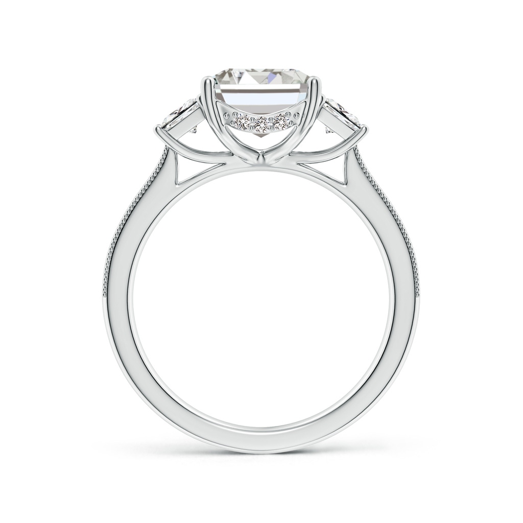10x7mm IJI1I2 Emerald-Cut and Trapezoid Diamond Hidden Halo Engagement Ring in White Gold - side 199