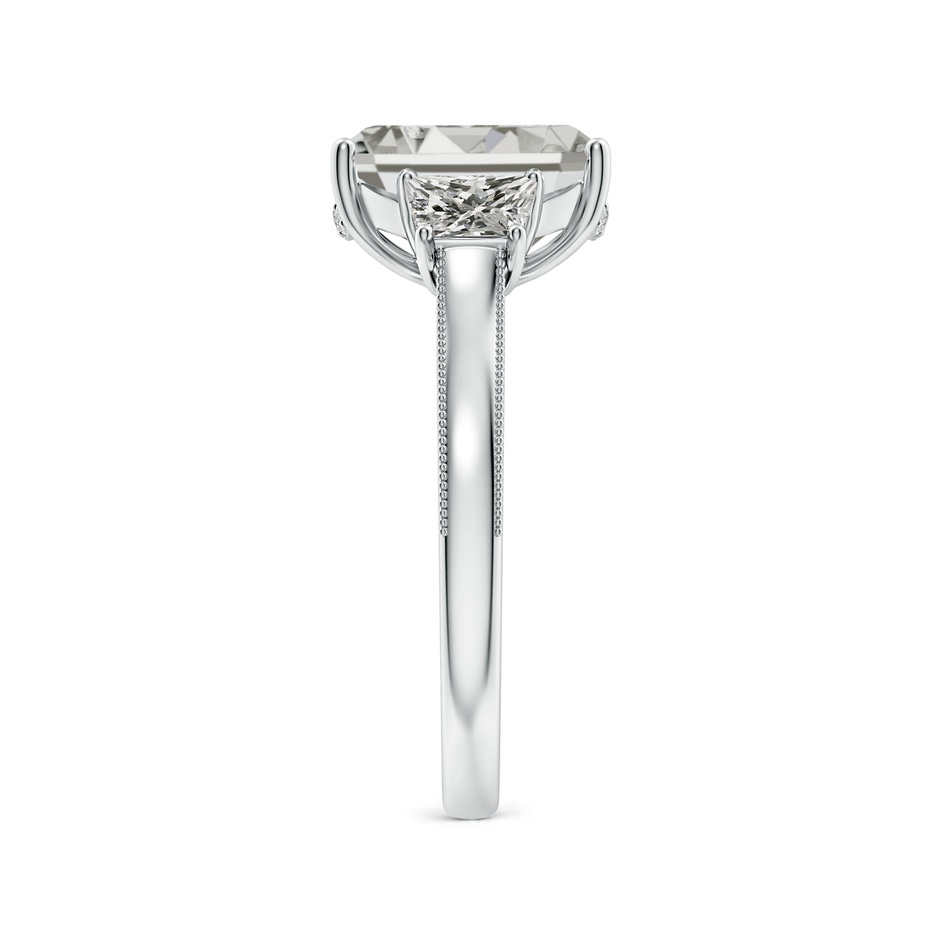 10x7mm KI3 Emerald-Cut and Trapezoid Diamond Hidden Halo Engagement Ring in 18K White Gold side 299